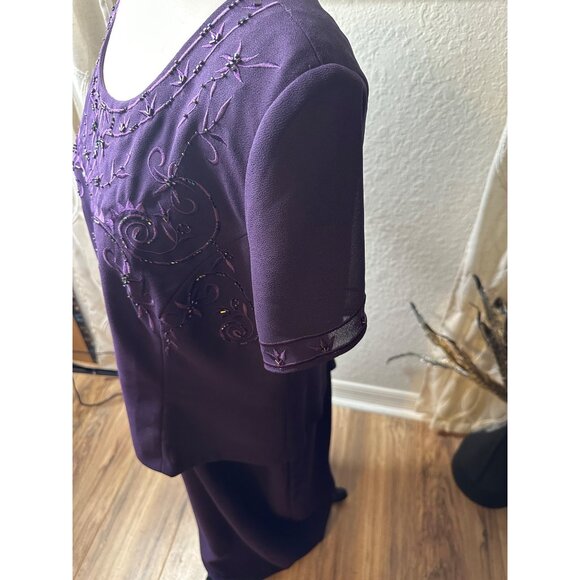 Coldwater Creek Purple Embroidered Beaded Popover Semi-Formal Party Dress 16p - Picture 14 of 16